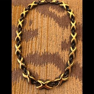 Monet Jewelry Vintage Gold & Pewter Necklace